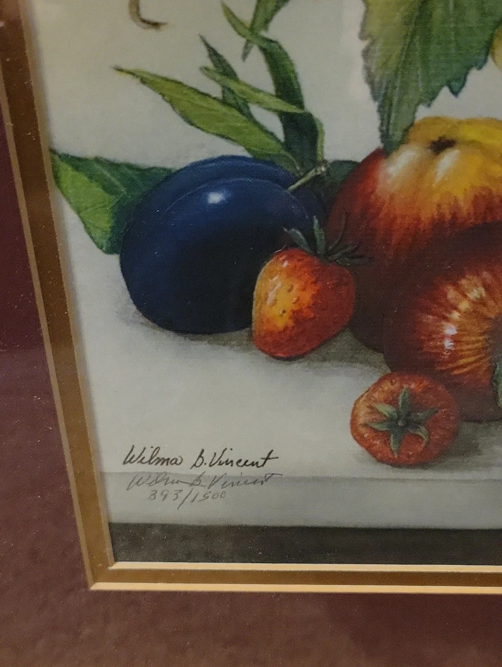 Framed Still Life Fruit Print in Gold Ornate Frame